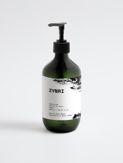 Hand & Body Wash, Peppermint & Dark Cedar